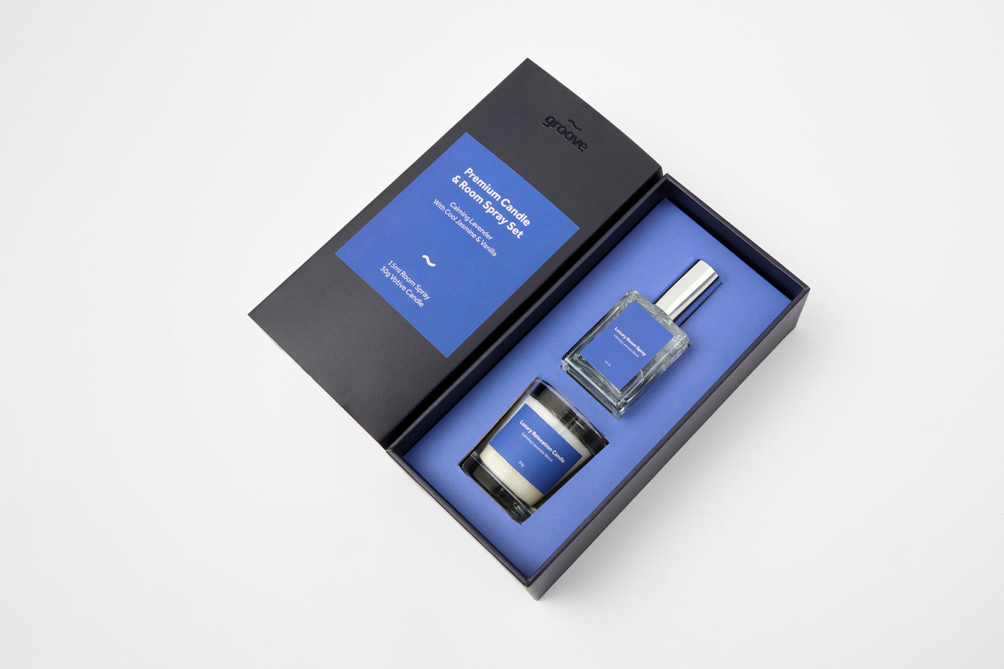 Premium Candle & Room Spray Set - Lavender, Jasmine & Vanilla